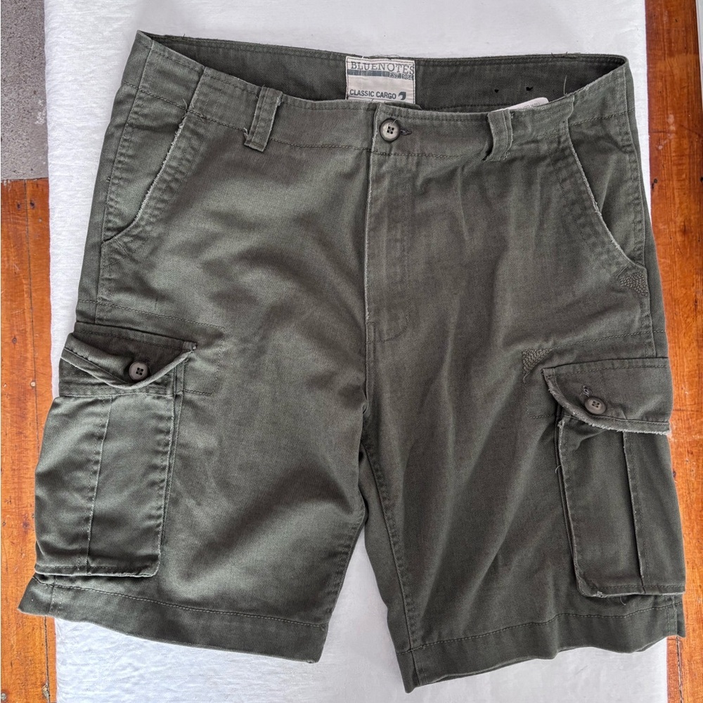 Men’s Vintage Blue Notes 100% Cotton Classic Button Cargo Short Size 36 Waist
